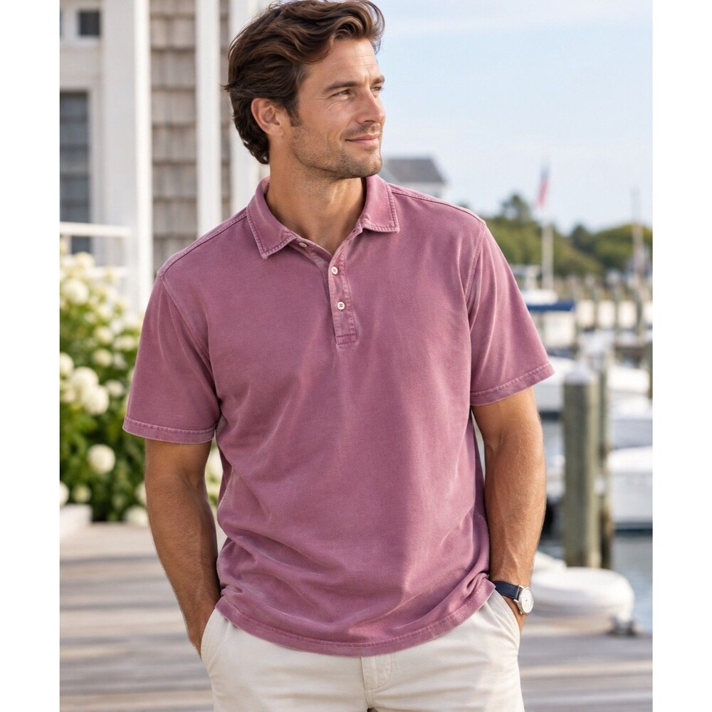 johnnie-O Hangin Out Mens Large Golf Polo Shirt Dusty Pink Short Sleeve Mauve